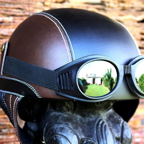 Pilot Helmet 1932 Brown Black New Retro Motorcycle Helmet