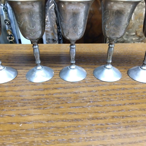 Pewter goblet set like new, 6 pieces