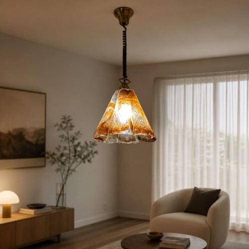 Vintage Amber Murano Glass Pendant Light like new