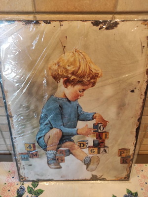 Πινακάκι κρεμαστό σιδερένιο καινούριο Vintage Paris Child Play 34x26 εκ.