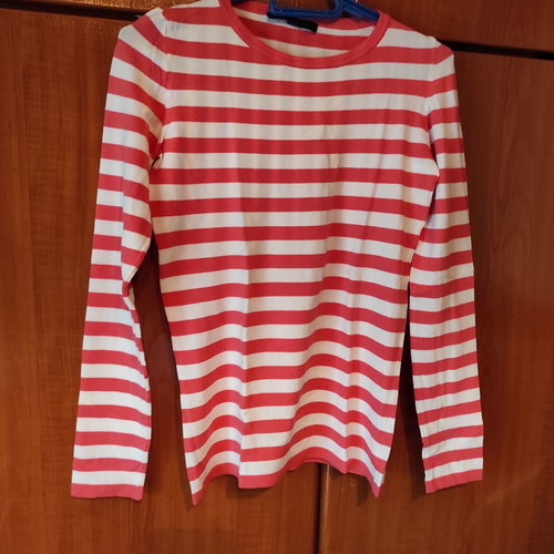 Italian branded summer cotton pullover white and coral new