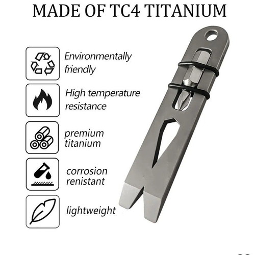 Multifunctional titanium EDC pocket tool with screwdriver and O-rings