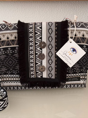 Handmade Boho Ethnic Shoulder Bag Joanna Androni new, black and white