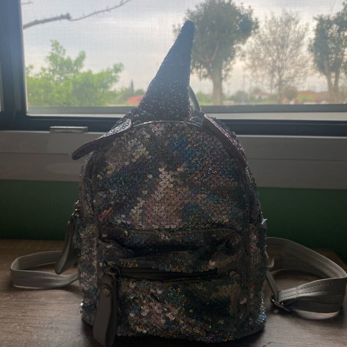 Children's backpack with silver sequins like new