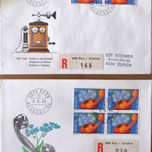 Switzerland 100 Years Telephone Commemorative Envelope Set like new