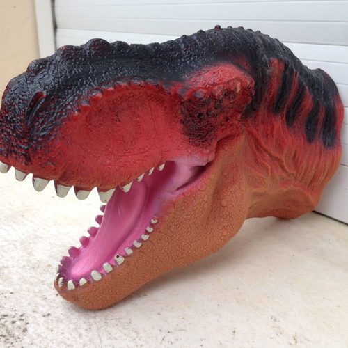 Realistic latex puppet head T-Rex red like new