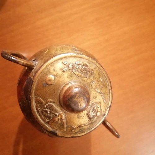Miniature Egyptian antique lead tea set from 19th century