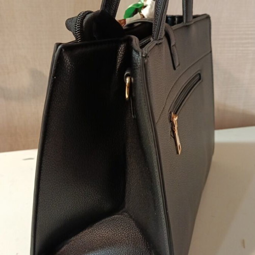 Women's shoulder bag new, black, with three large compartments