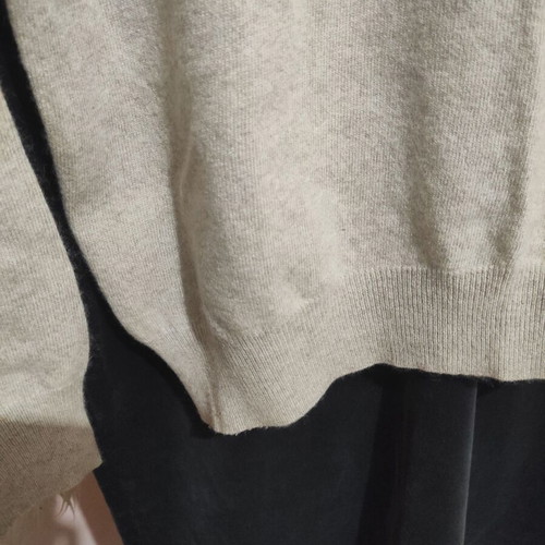 Italian men's beige pullover made of merino wool, cashmere and silk like new, size S-M