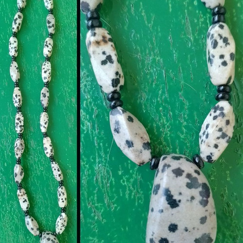 Dalmatian Jasper Handmade Necklace like new, natural stones