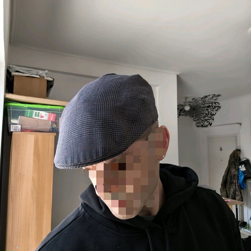 Men's checked flat cap charcoal size 58 like new