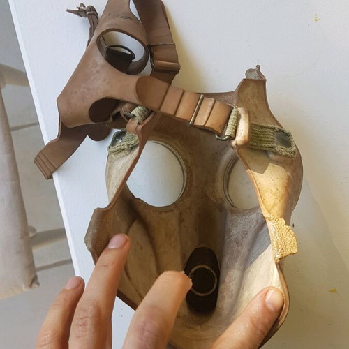 Belgian M51 Army Gas Mask used with plastic damage