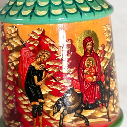 Russian wooden jewelry box church hand-painted 1997 like new