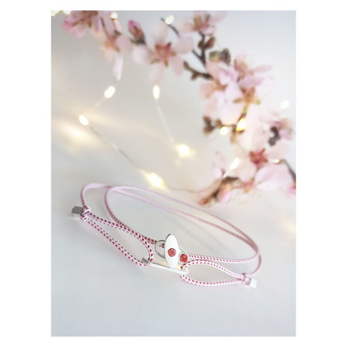 Unisex Handmade Martis Bracelets Set of 2 with Red and White Cord New