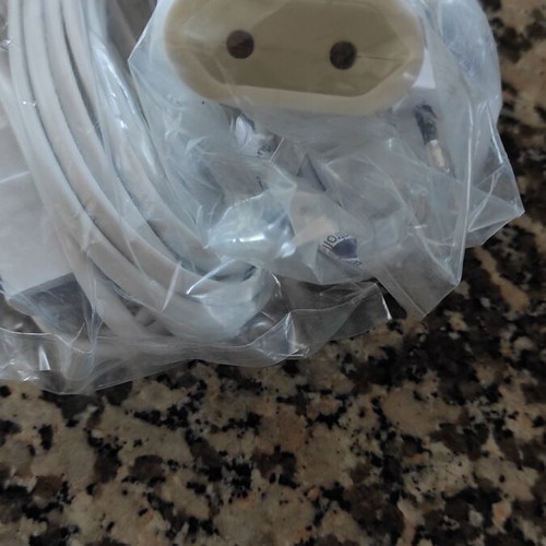 Extension cords with bipolar plug, new, 3m and 5m white cables