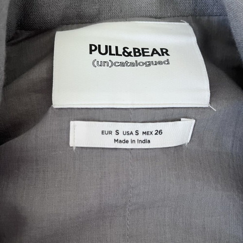 Pull & Bear cropped jacket, grey linen look, 100% cotton