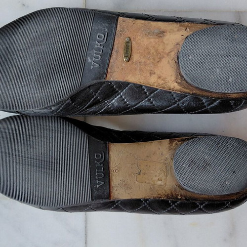 Kalogirou black leather quilted ballerinas with grosgrain details, size 40