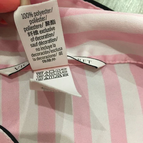 Victoria's Secret Pink Iconic Stripe satin long pajama top, size L