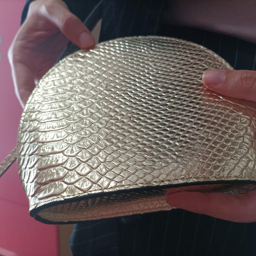 Leather cross body party bag gold croco new from Asos