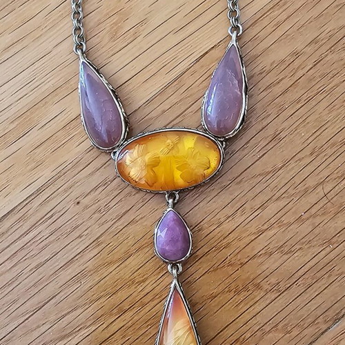 Vintage necklace and earrings used, branded Duri and Monet