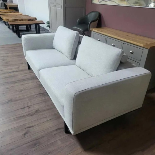 Designer gray fabric sofa three-seater new with metal legs