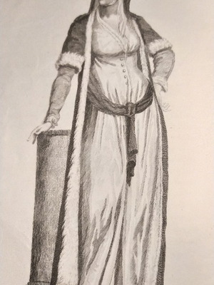 Αθηναία Αστή 1814 χαλκογραφία μεταχειρισμένη, φορεσιά ζεστή