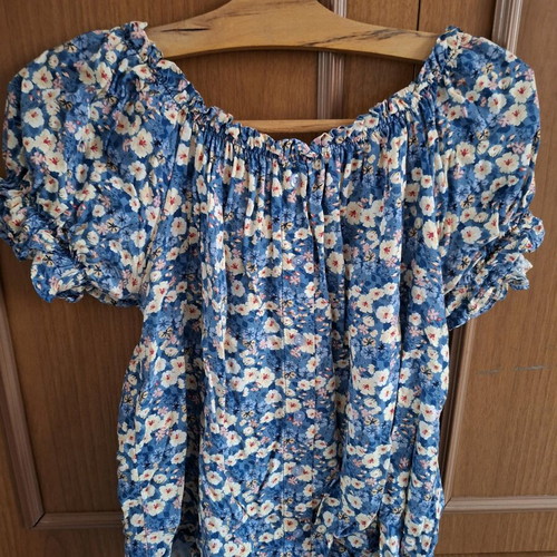 Vintage Floral Top used, blue, size M, boho style
