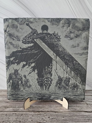 Engraved Berserk volcanic tile new, 20x20 cm