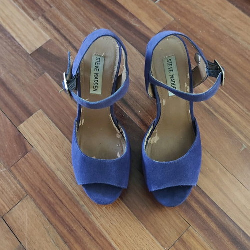 Steve Madden leather sandals like new, size 40, blue and purple