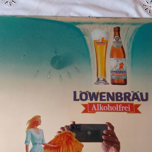 Antique Lowenbrau beer glass advertising 1980-85 like new