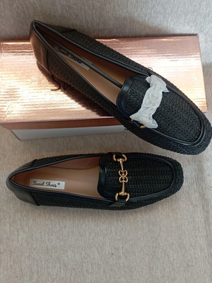 Sweet Shoes black loafers with gold buckle, size 40