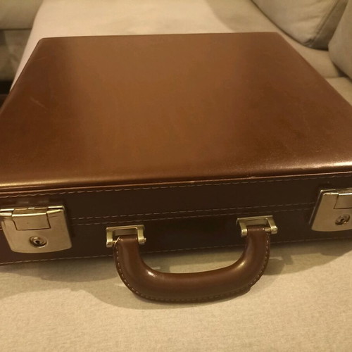 Authentic leather suitcase with luxury XL photo album 40 pages like new