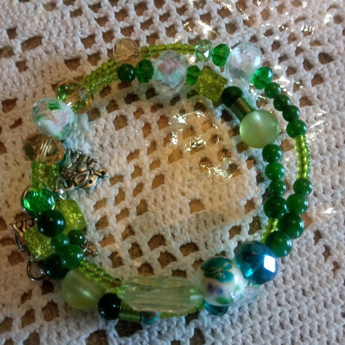 Handmade bracelet with green tones, new