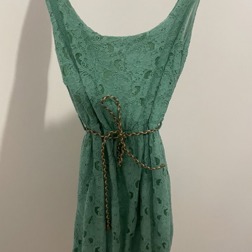 Attrattivo lace dress used, green summer color with lining and belt