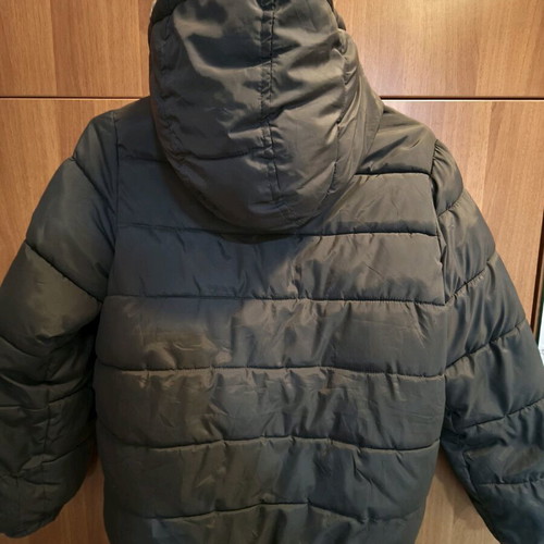 Benetton boys' jacket with inner fur like new, gray, age 10