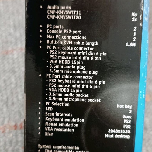 Konig CMP-KVMSWIT11 double VGA cable like new