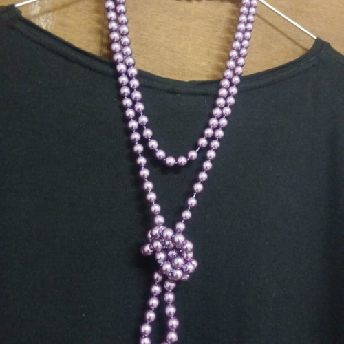 Women's long purple necklace, 1.42 m