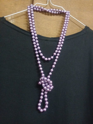 Women's long purple necklace, 1.42 m