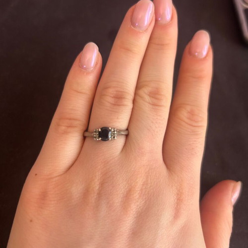 Silver vintage ring with black and white stones used