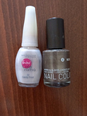 Simple nail polishes used, Maybelline and Korres, metallic shades