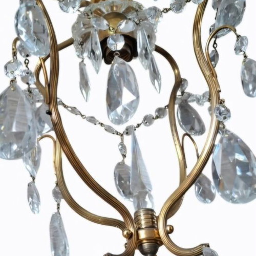 French brass chandelier used with crystals