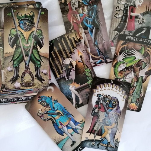 Deviant Moon Tarot handmade used deck with 78 laminated cards
