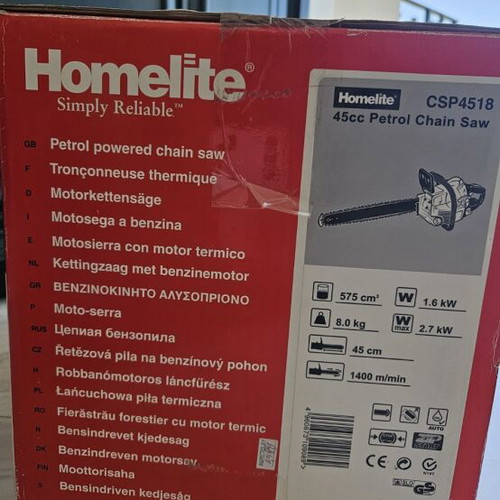 Homelite CSP4518 45cc petrol chainsaw, 45cm bar, Zip Start