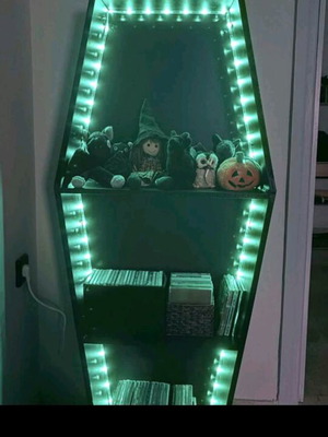 Coffin bar μπαρ φέρετρο ξύλινο μαύρο ματ με Led rgb control 1,20x60 καινούργιο