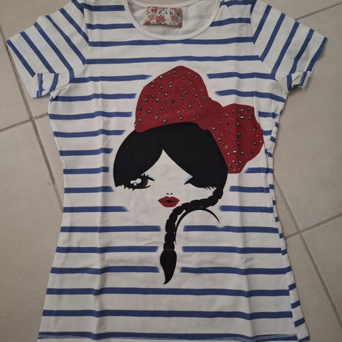 Zara vintage top like new, size S, white and blue