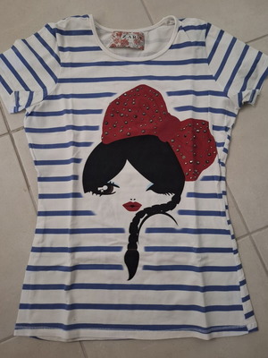 Zara vintage top like new, size S, white and blue