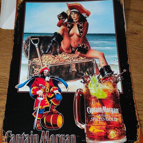Captain Morgan Spiced Gold metal sign vintage, like new