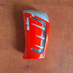 Set of 2 vintage collectible lighters, grey metal and red racing