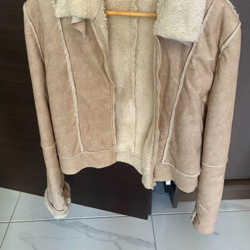 Women's beige jacket with fur lining, new