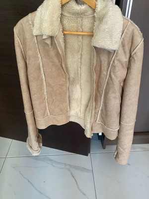 Women's beige jacket with fur lining, new
